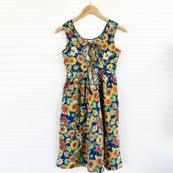 90s Sunflower Sundress Girls Size 16 - Picture 3 of 12